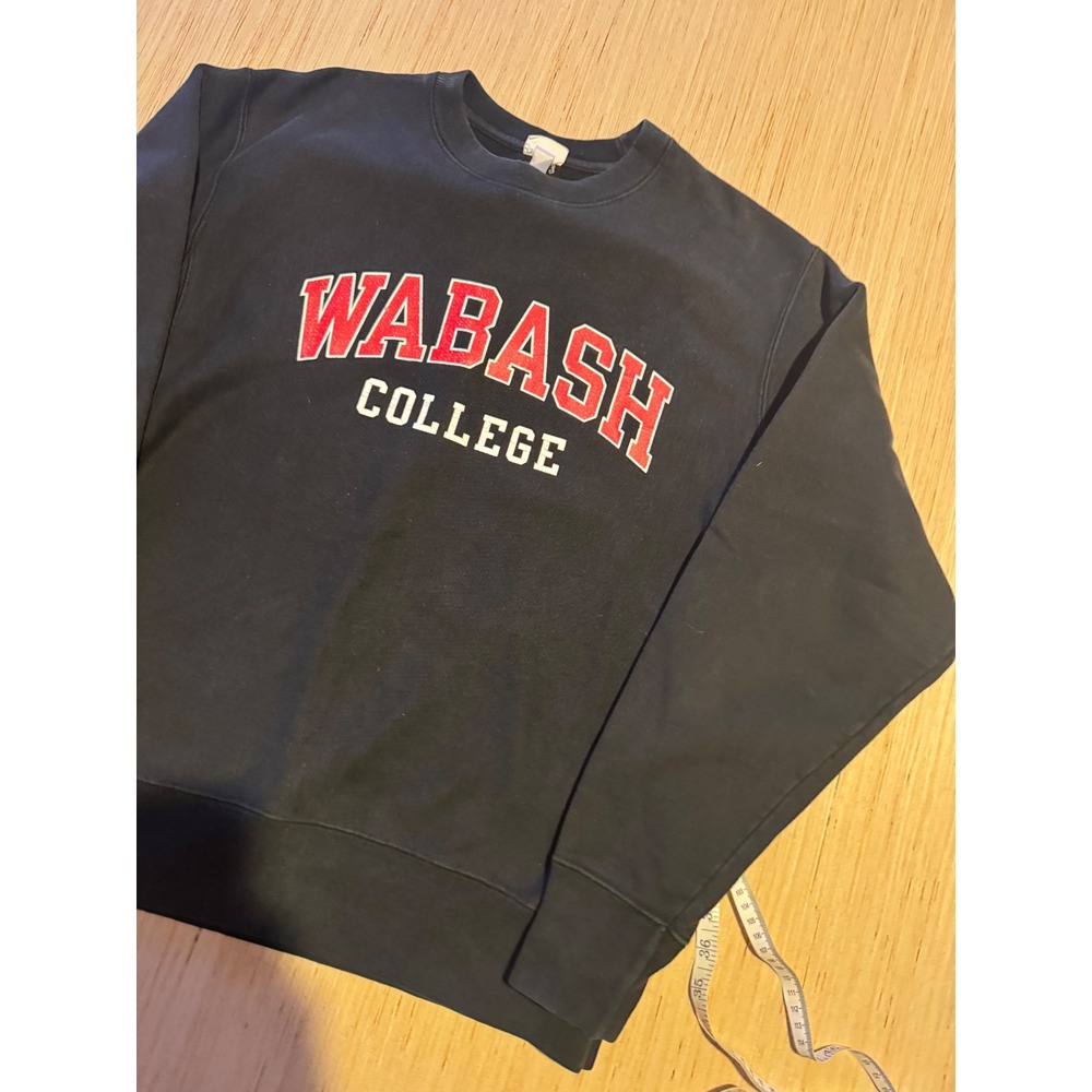 Champion Reverse Weave Wabash College Sweatshirt Mens Medium Black Crewneck 47